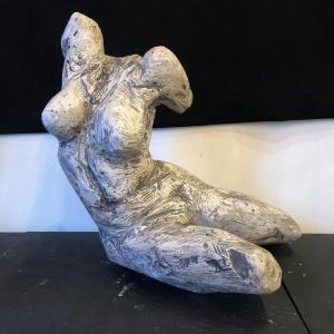 Cubist Female Figures In Plaster, Height 36cm, Unsigned