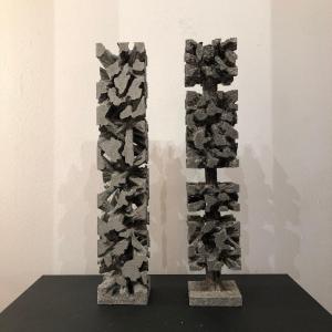 Abstract And Brutalist Cast Aluminum Sculpture By German Artist Helmut Schlüter