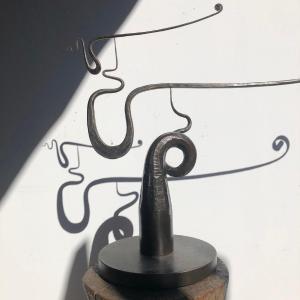 Mobile With Wrought Iron Pendulums, Signed Illegibly, Dated 2004