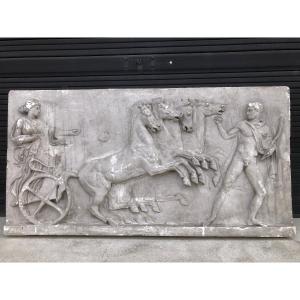 bas-reliëf , frise , académique en plâtre représentant « Eos conduisant son char »