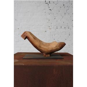 sculpture en bois de châtaigner de forme libre par Roland LAVIANNE (1948-2022)