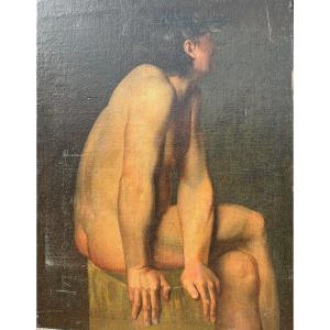 Academic Nude, Oil On Canvas, 19th Century
