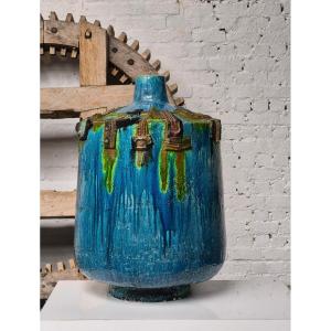vase en céramique par Paul De Bruyne , vers 1970 , hauteur 75cm