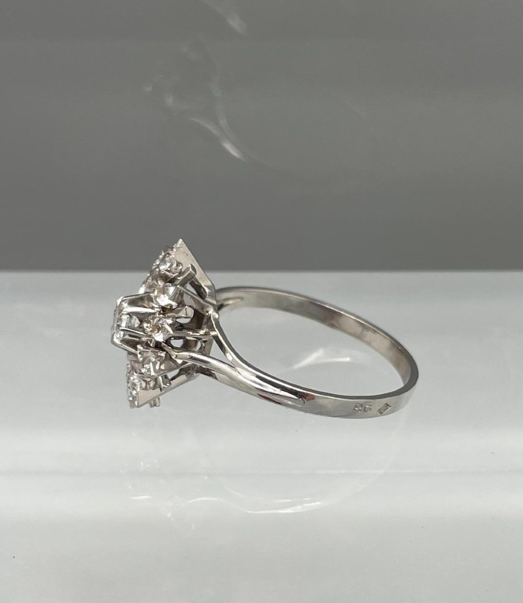 Bague en Or Blanc 18 carats sertie de Pierres -photo-2
