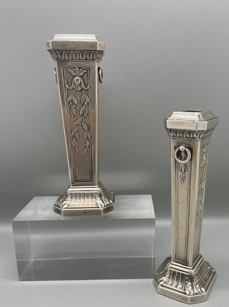 PAIRE DE VASES EN ARGENT -photo-2
