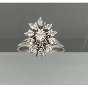 Bague en Or Blanc 18 carats sertie de Pierres 