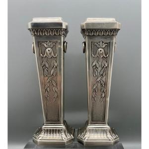 PAIRE DE VASES EN ARGENT 