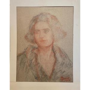 Ecole Française XXe- Portrait de femme signé et daté