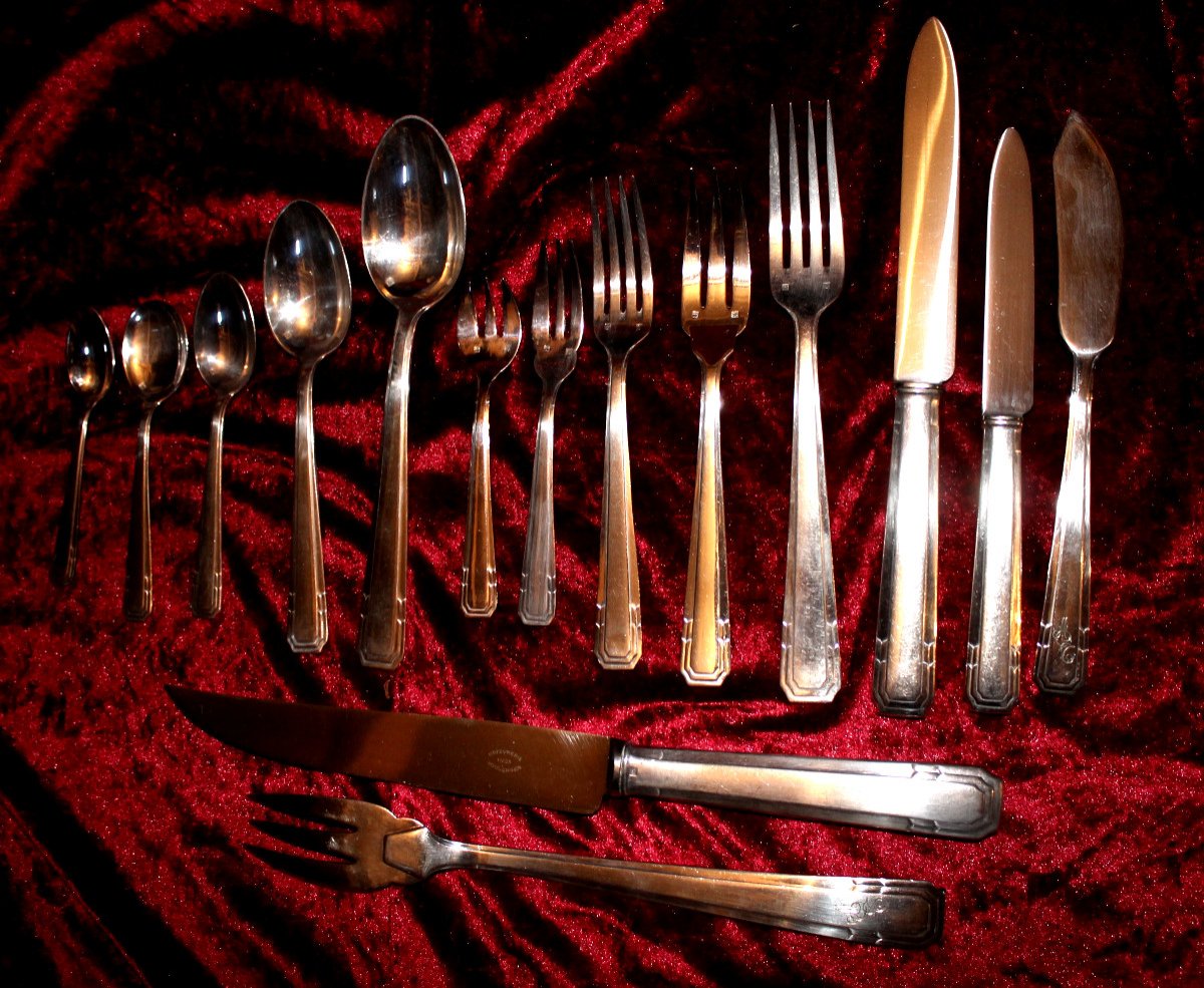 Silver Plated Cutlery Set From Boulenger 172 Pieces Art Deco Period-photo-2
