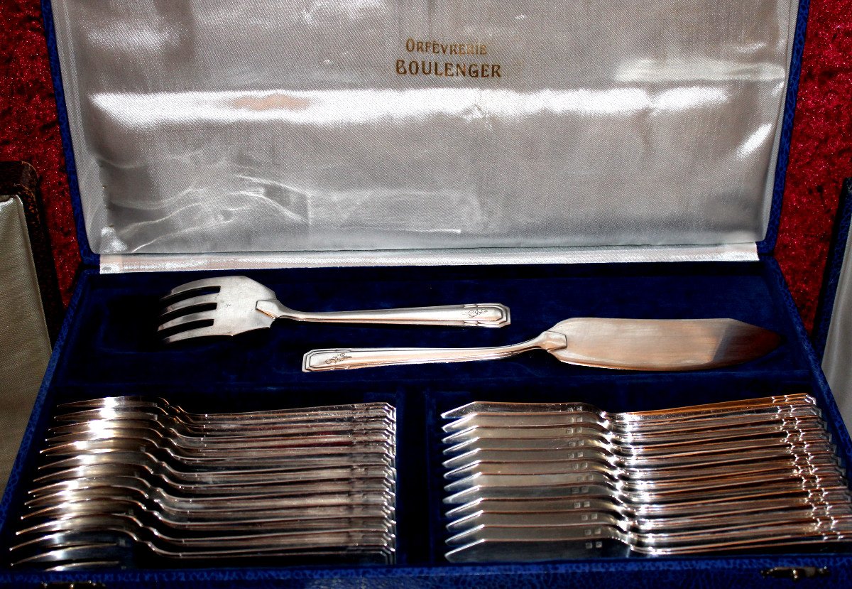 Silver Plated Cutlery Set From Boulenger 172 Pieces Art Deco Period-photo-3