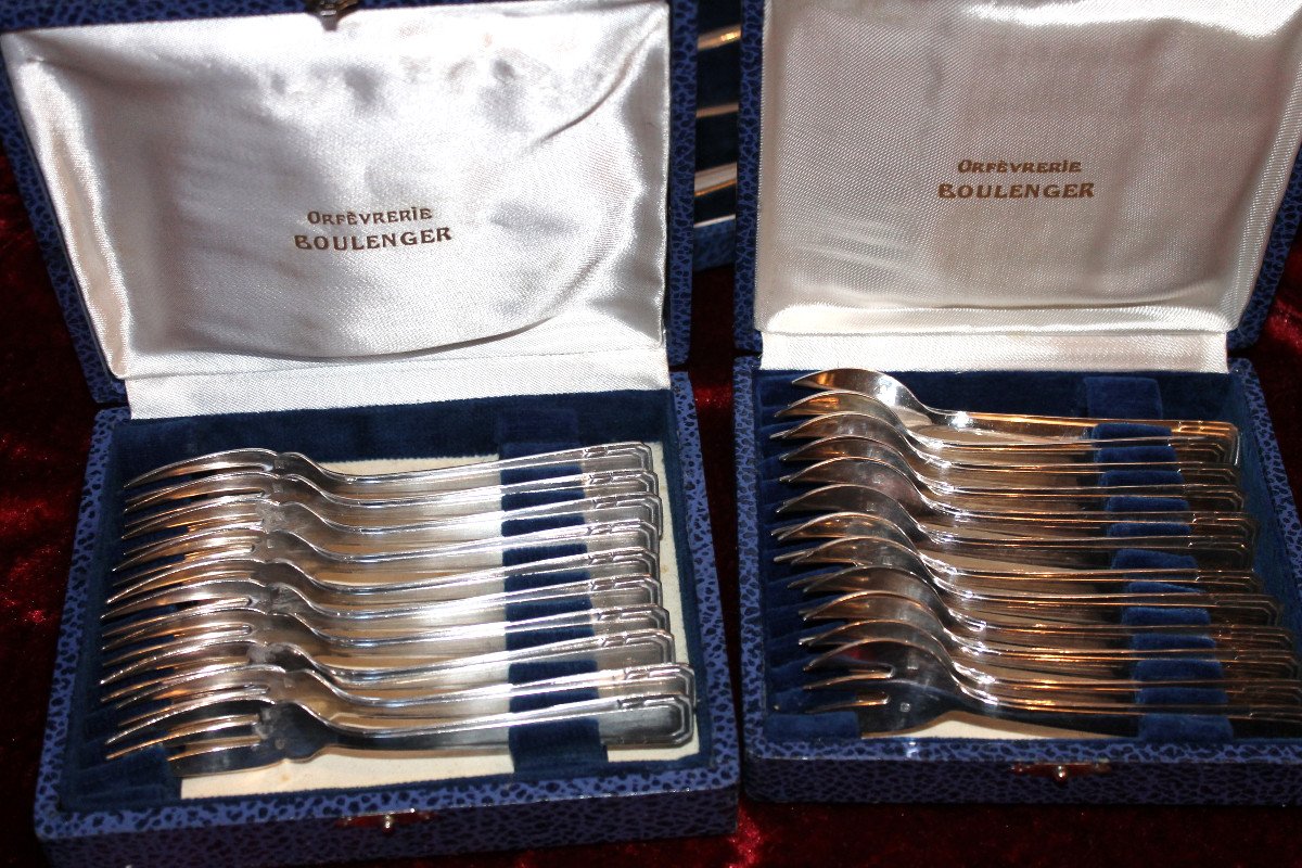Silver Plated Cutlery Set From Boulenger 172 Pieces Art Deco Period-photo-2