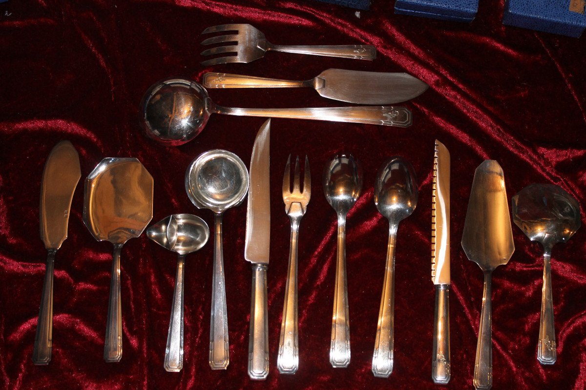 Silver Plated Cutlery Set From Boulenger 172 Pieces Art Deco Period-photo-7