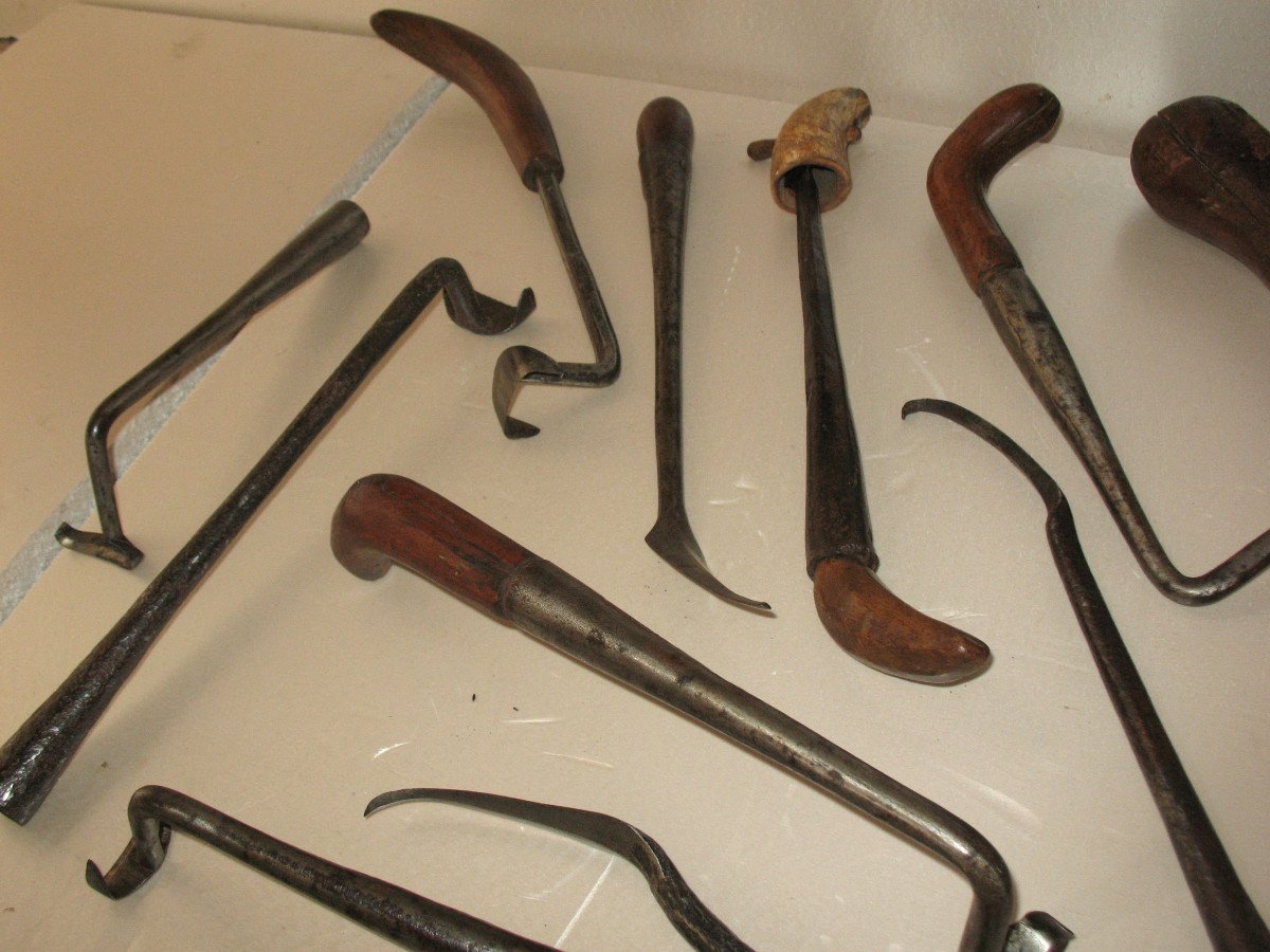 Collection de 15 outils de sabotier époque 18ème et 19ème-photo-2