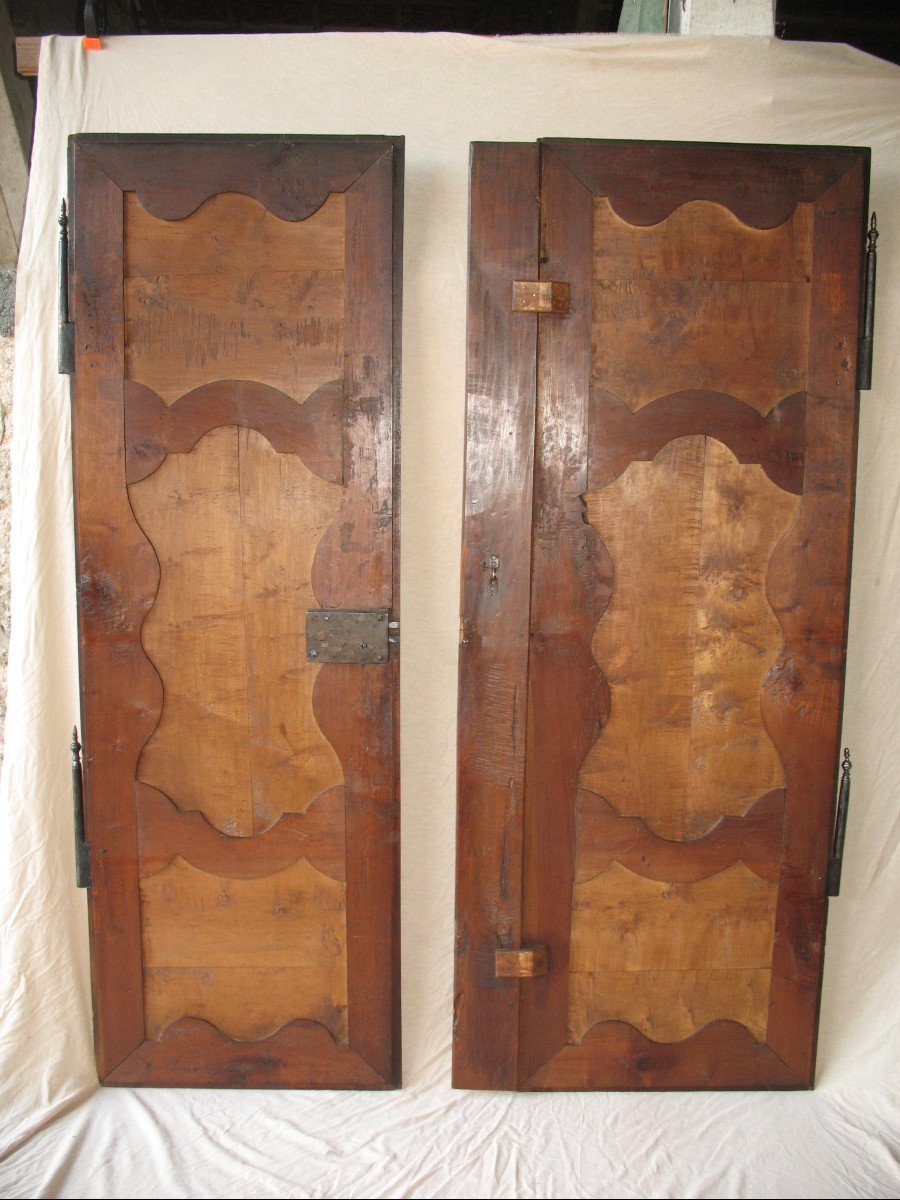 Pair Of Regency Period Paneled Doors In 18th Century Fruitwood-photo-7