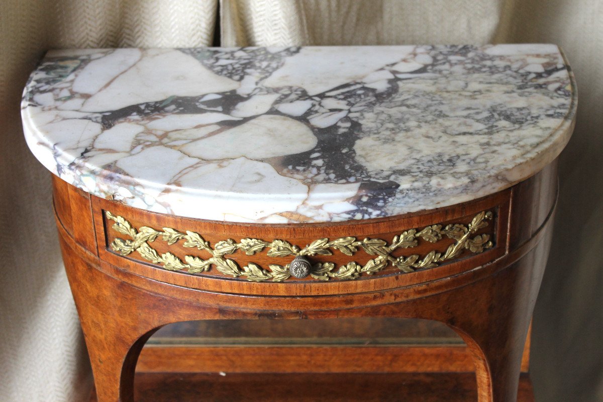 Chambre à coucher en marqueterie et  rare ornementation de bronze doré  19ème style Louis XVI-photo-3