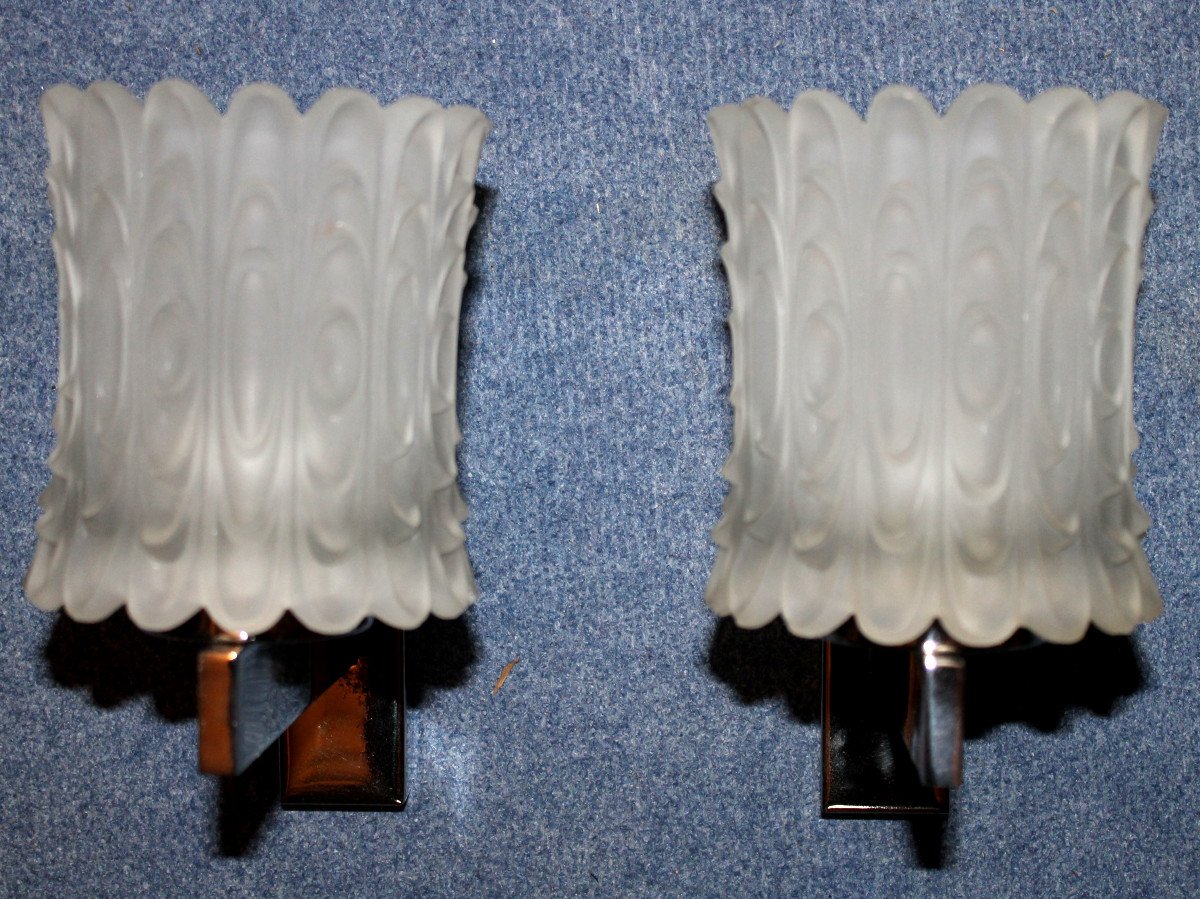 Pair Of Opalescent Glass Sconces From The 70s-photo-7