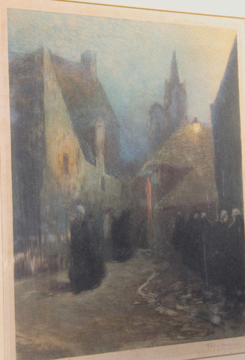Douarnenez, Framed Etching By Fernand Legout-gérard - Brittany-photo-3