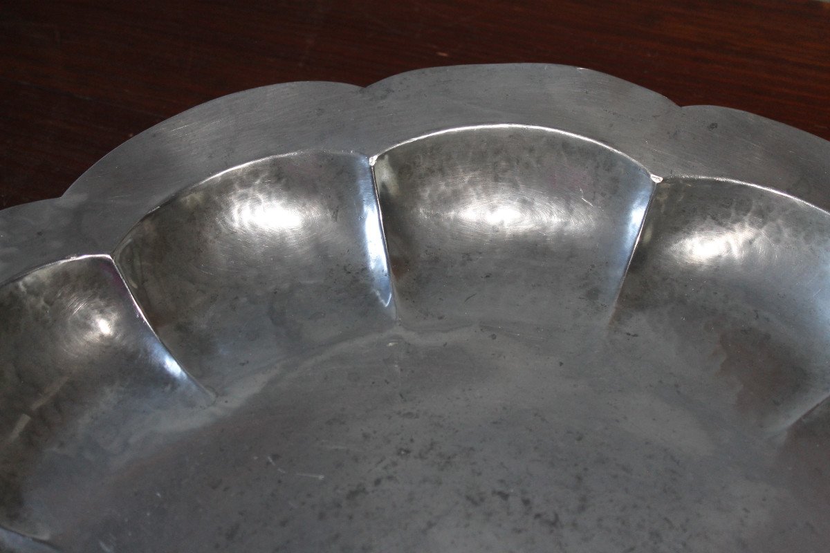 Large Pewter Brassware Dish By Just Andersen Art Deco Period-photo-2