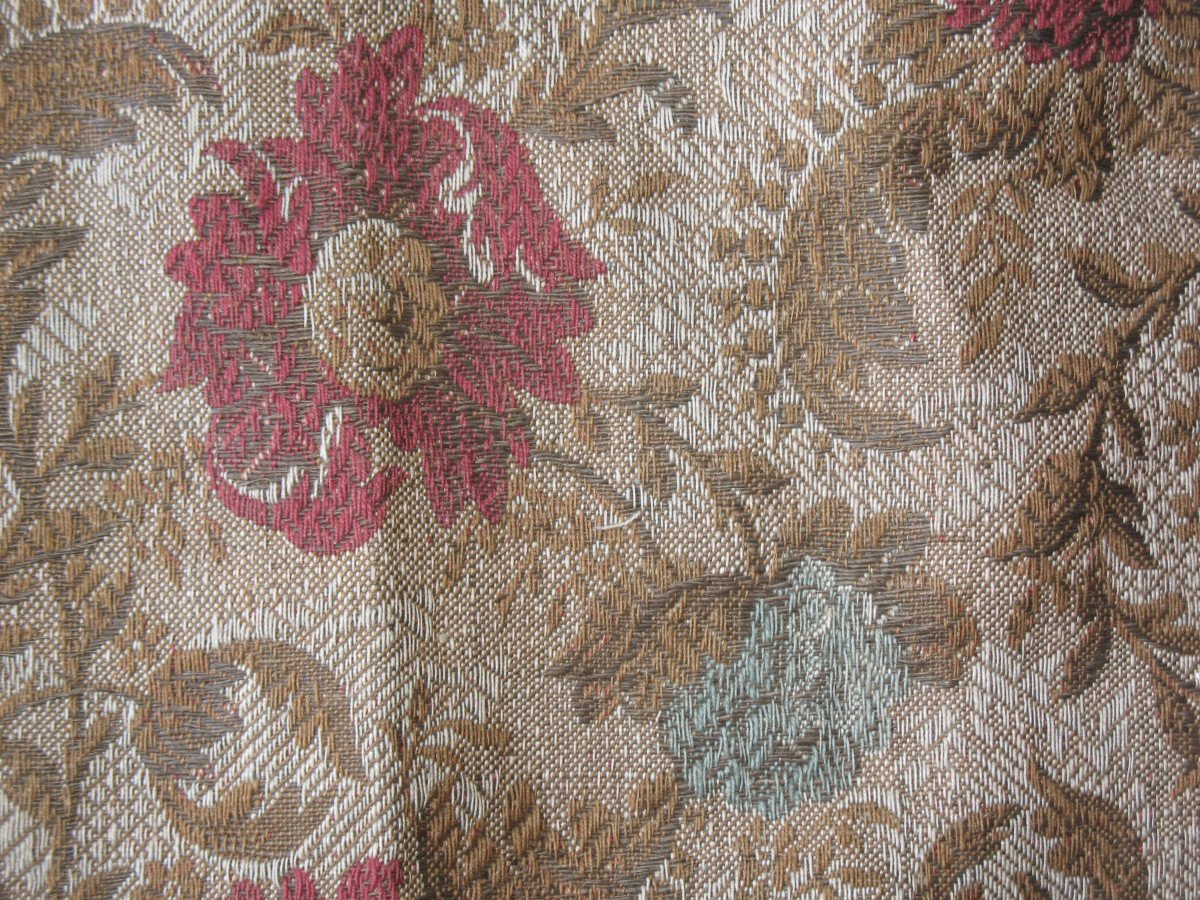 Pair Of Door Hanging Curtains In Woven Jacquard Floral Pattern Louis XIII Style Late 19th-photo-5