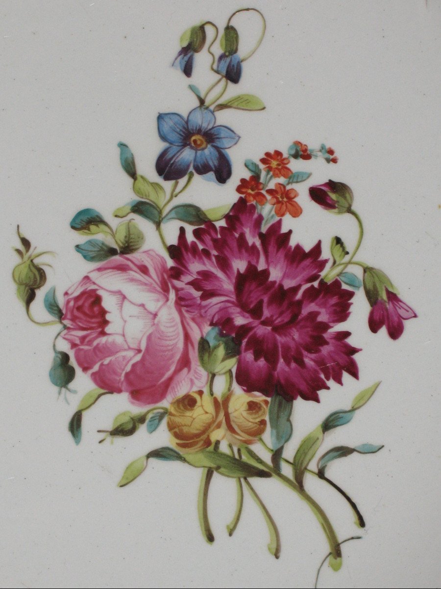Table Service Of 102 Pieces In Fine Lunéville Earthenware Decorated With Saxony Flowers, 19th Century-photo-8