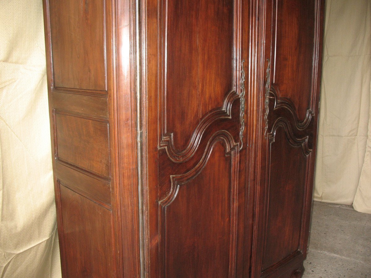 Armoire en bois fruitier début 19ème de style Louis XV-photo-2