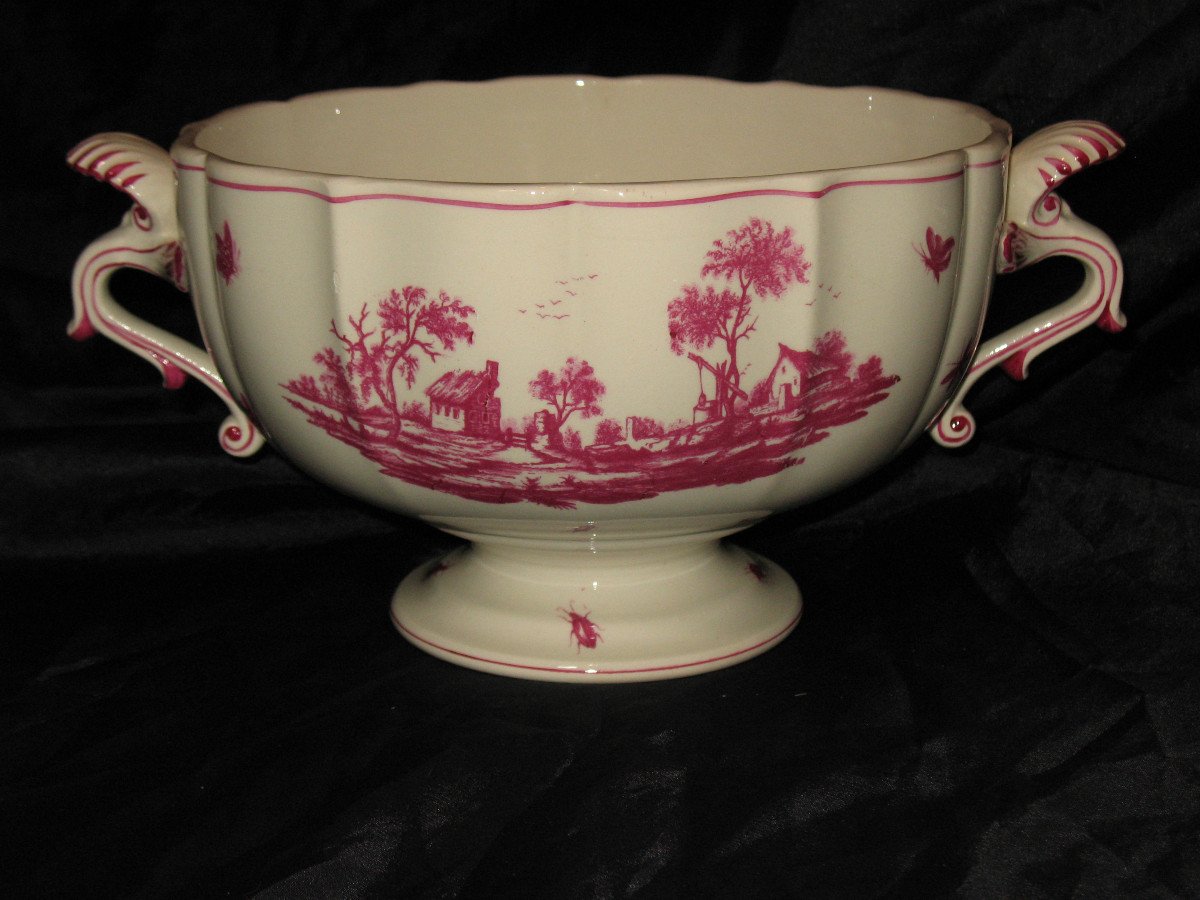 Gien Faience Table Service With Niderviller Decor Of 110 Pieces, Early 20th Century-photo-4