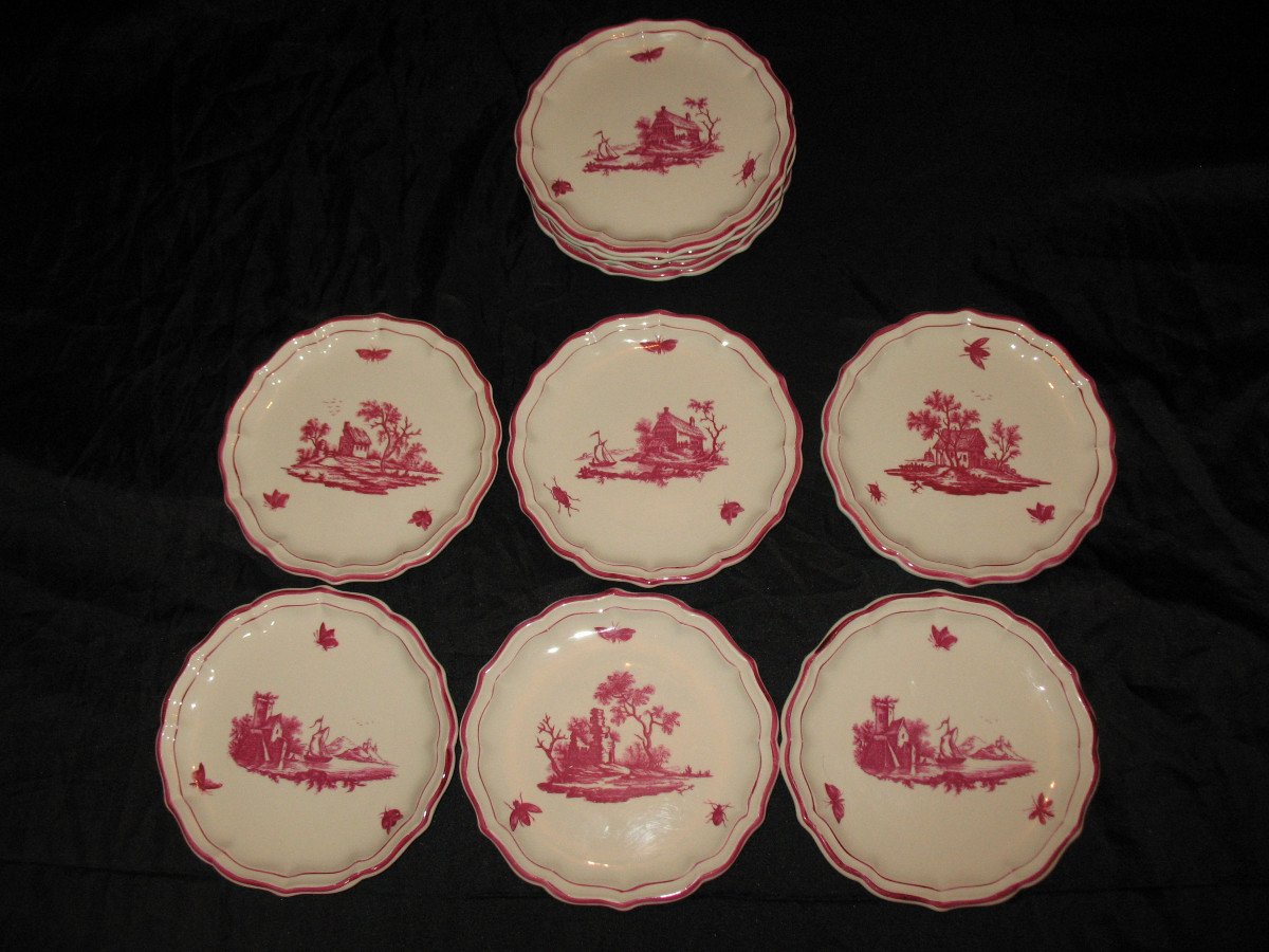 Gien Faience Table Service With Niderviller Decor Of 110 Pieces, Early 20th Century-photo-6