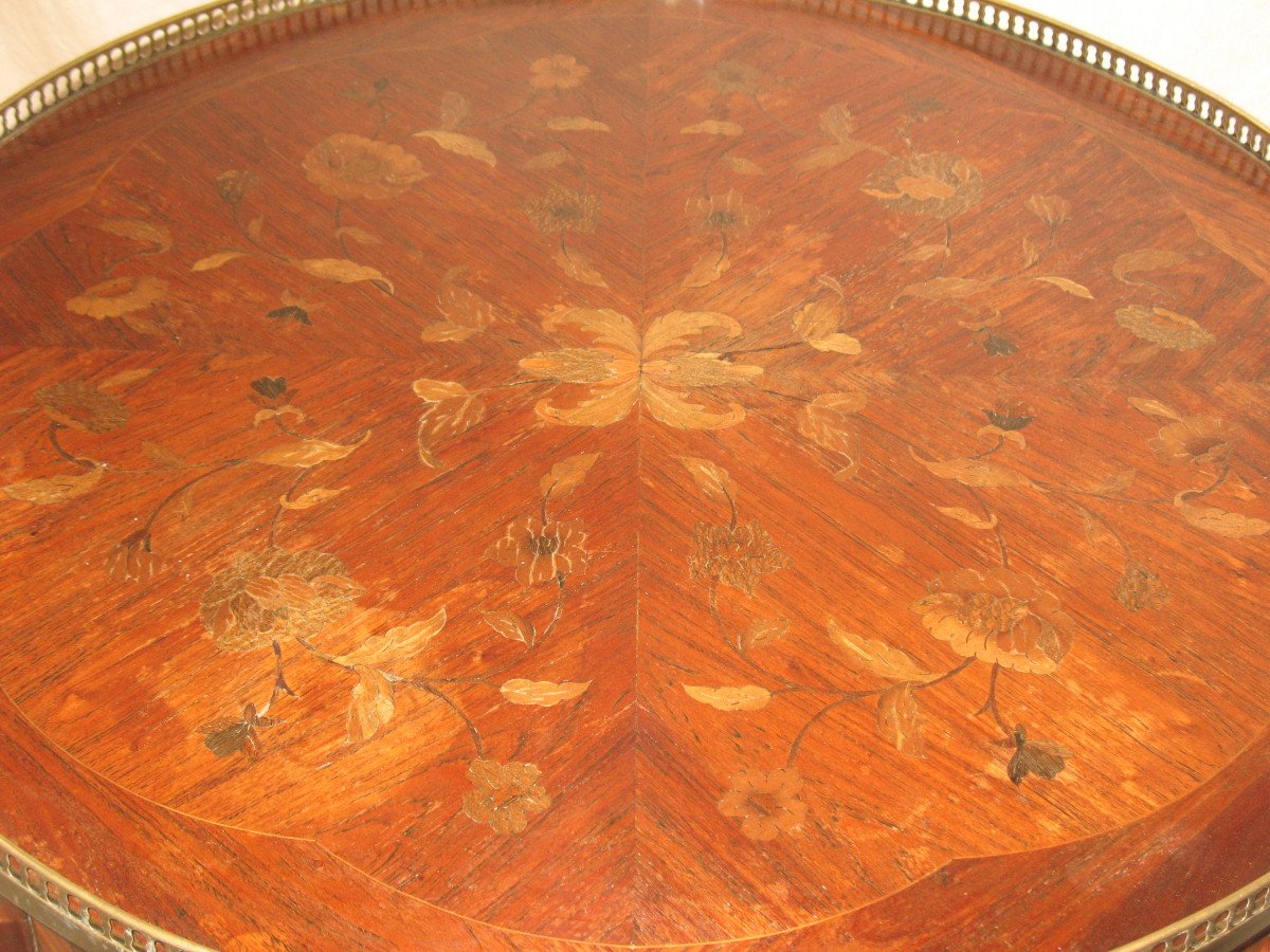 Bouillotte Table In Louis XV Style Marquetry-photo-4