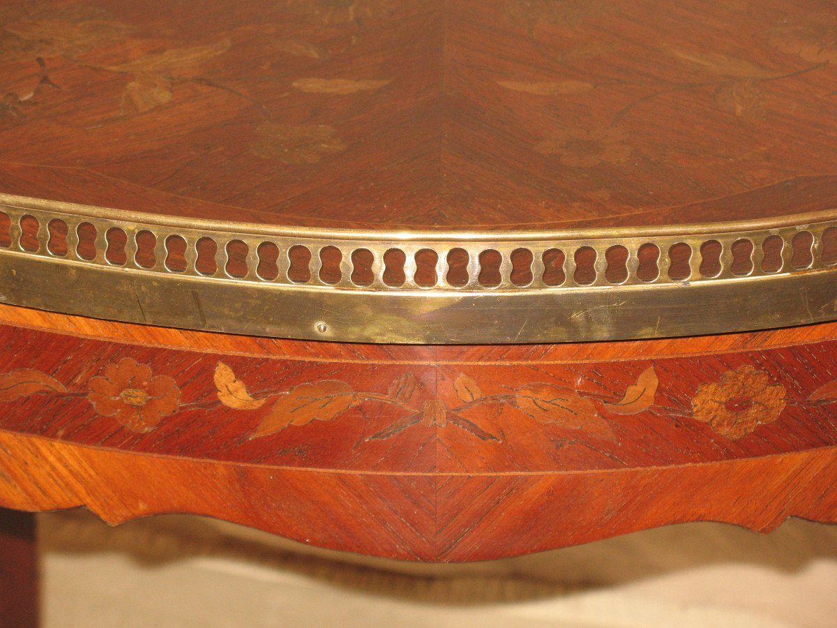 Bouillotte Table In Louis XV Style Marquetry-photo-1