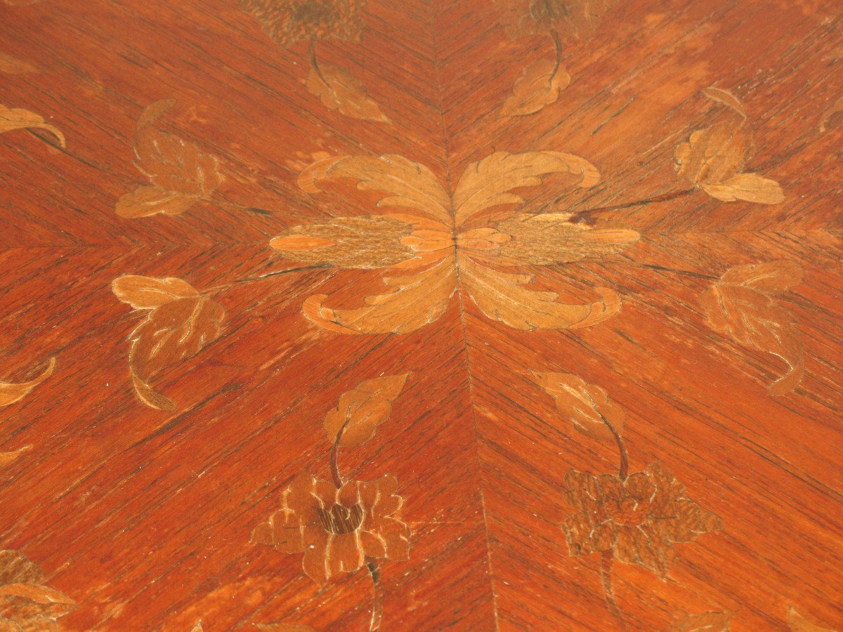 Bouillotte Table In Louis XV Style Marquetry-photo-3