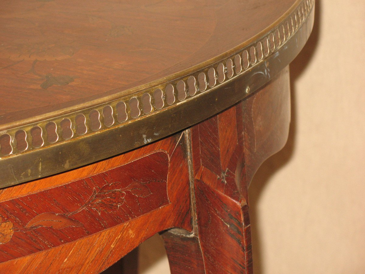 Bouillotte Table In Louis XV Style Marquetry-photo-6