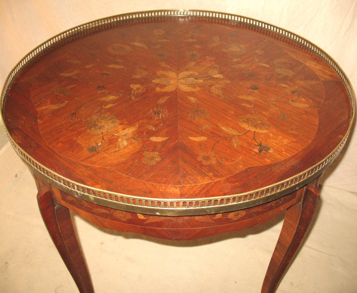 Bouillotte Table In Louis XV Style Marquetry-photo-8