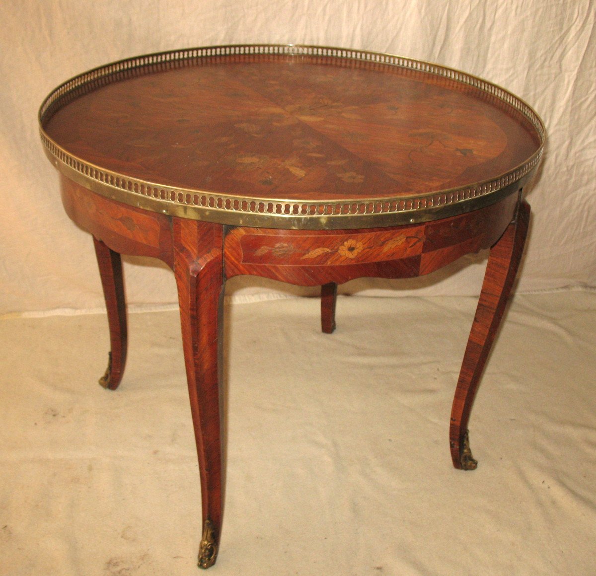 Bouillotte Table In Louis XV Style Marquetry
