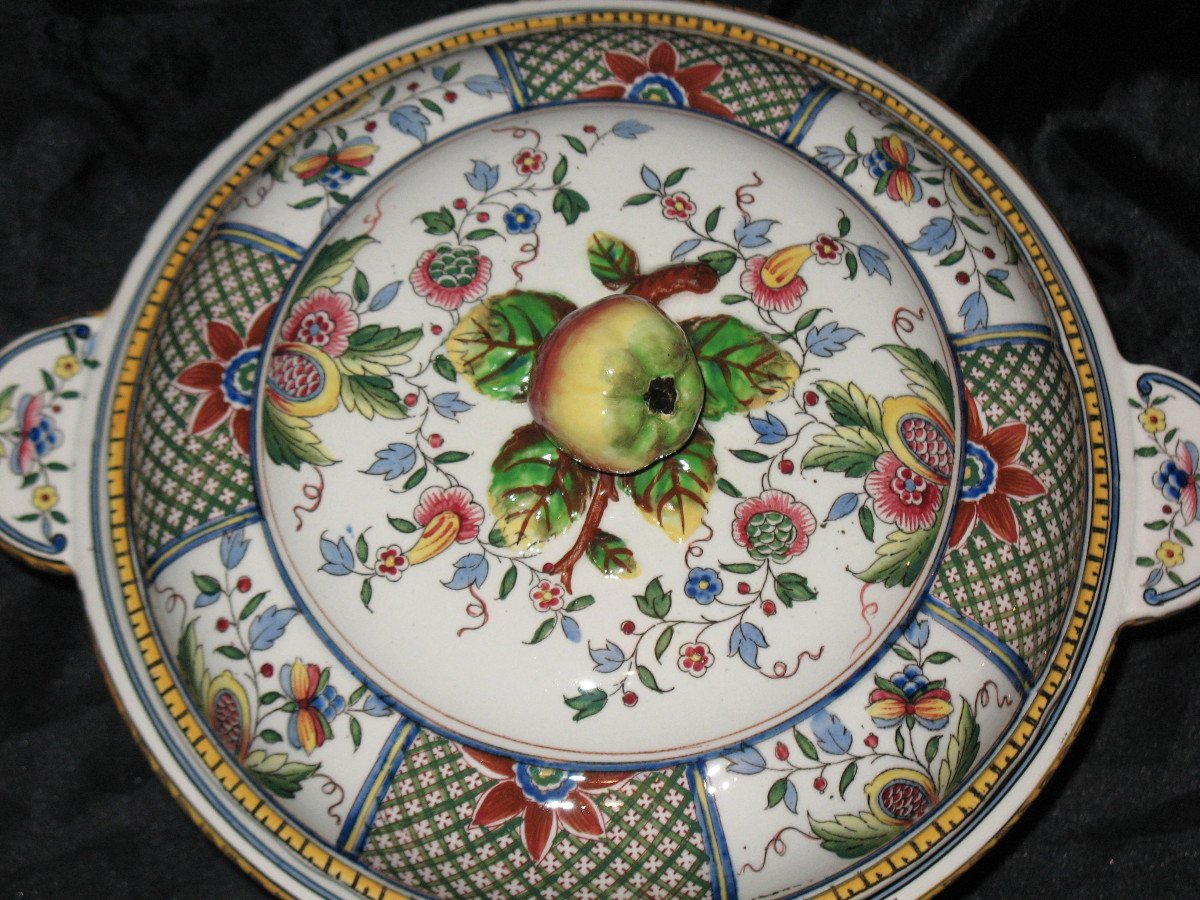 Sarreguemines Earthenware Table Service, Montmorency Decor, 90 Pieces, Late 19th Century-photo-1