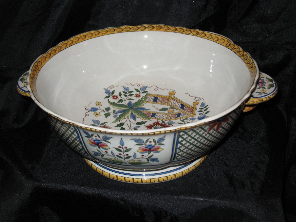 Sarreguemines Earthenware Table Service, Montmorency Decor, 90 Pieces, Late 19th Century-photo-2