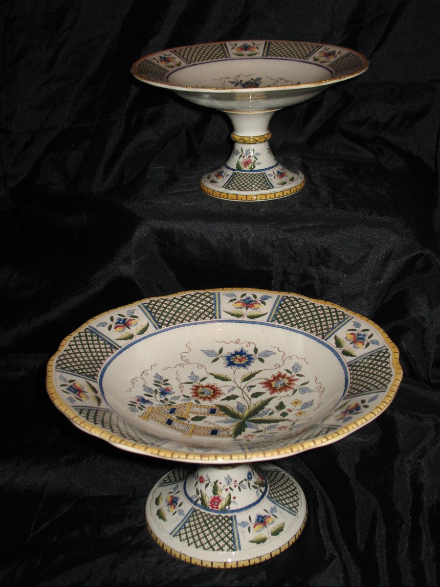 Sarreguemines Earthenware Table Service, Montmorency Decor, 90 Pieces, Late 19th Century-photo-4