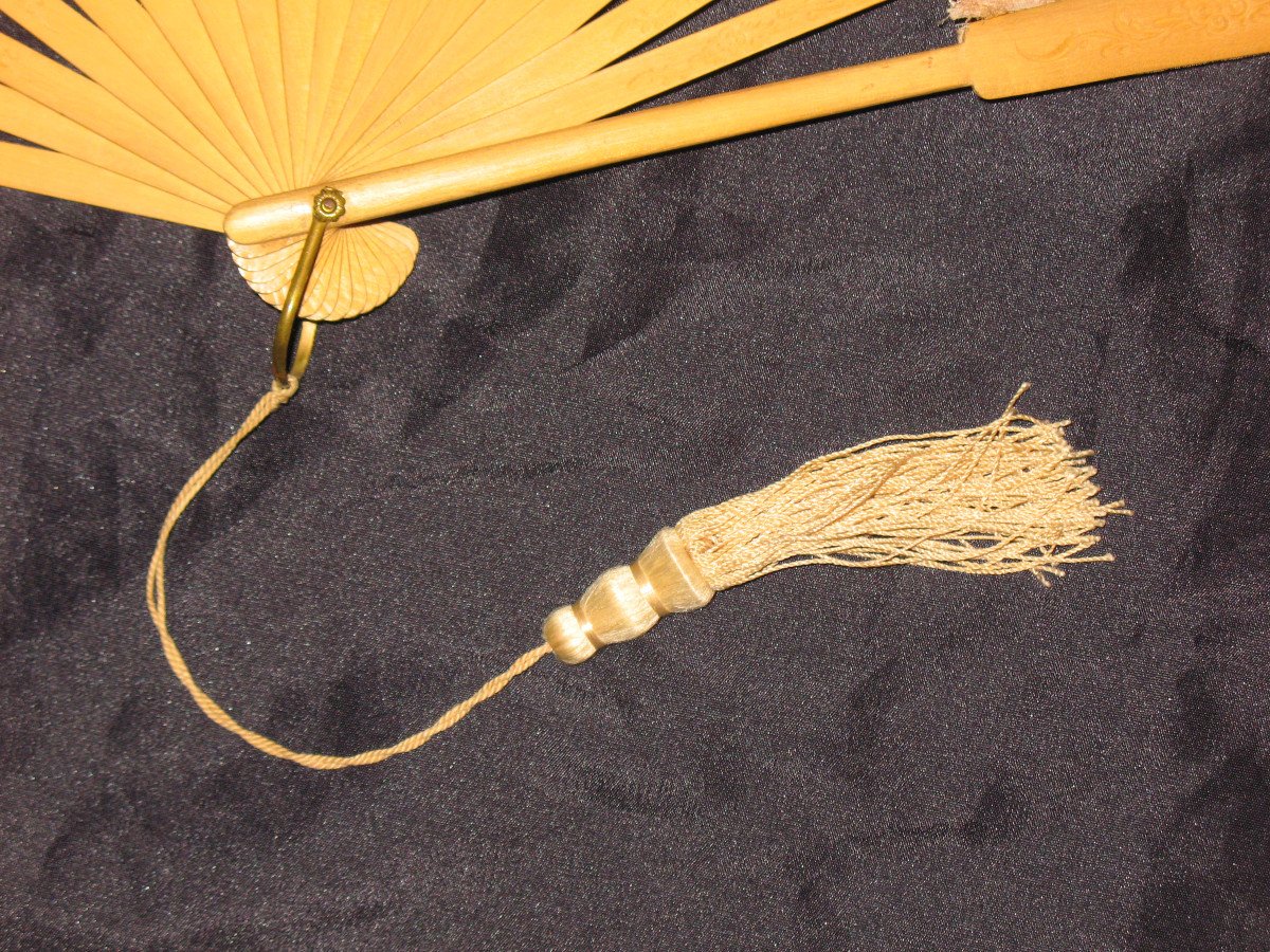 Eventail en organza peint à décor d'oiseaux et fleurs époque début 20ème-photo-4