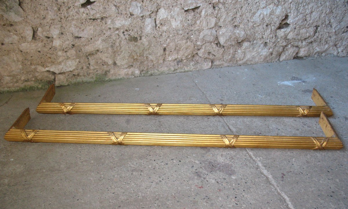 Pair Of Valances Or Bed Canopy In Gilded Wood, 19th Century Louis XVI Style