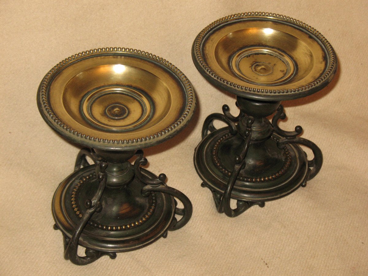 Pair Of Louis XVI Style Bronze Cups 19th Restoration Period-photo-2