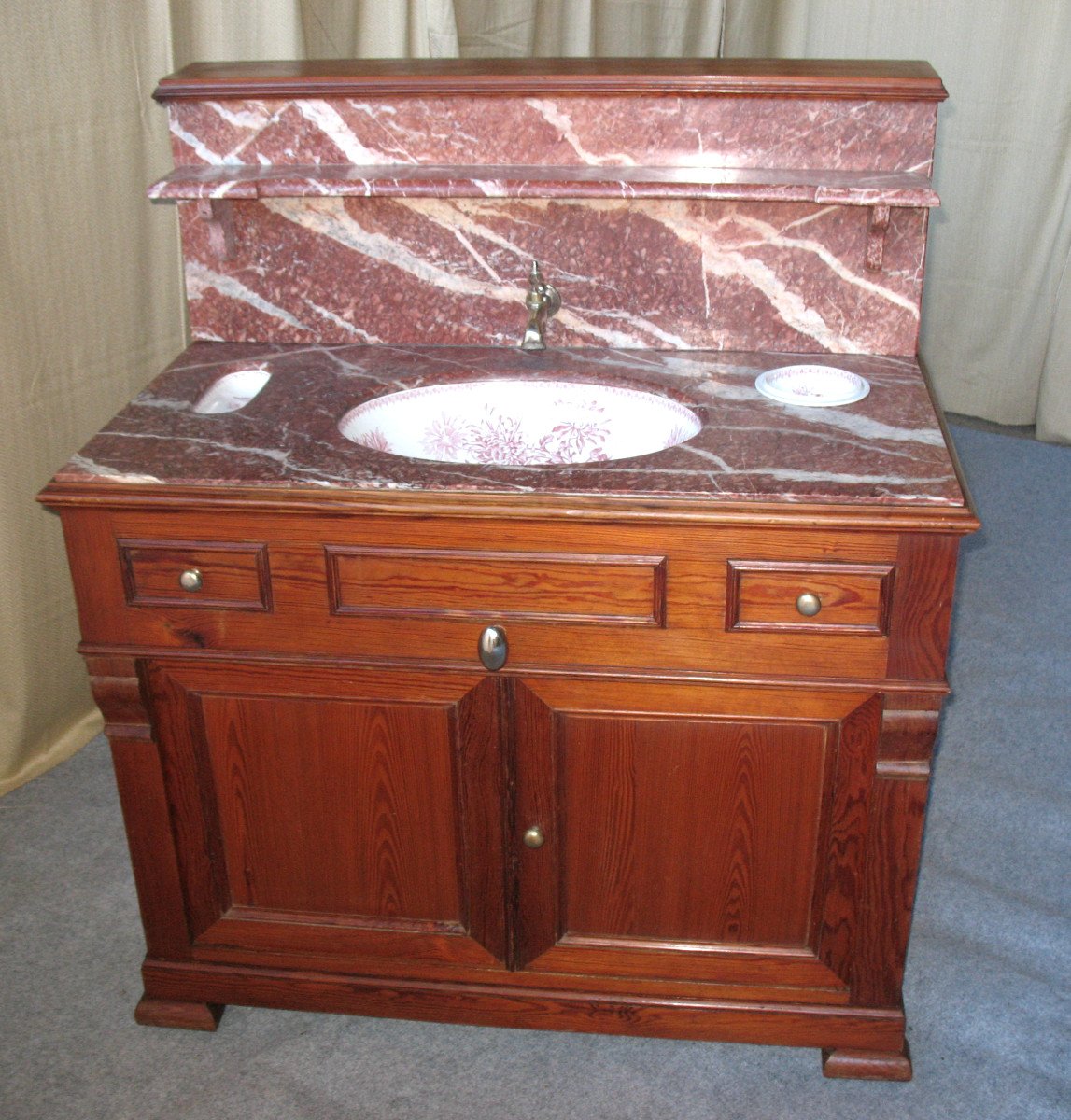 Washbasin Vanity Unit Complete With Basin And Accessories In Earthenware From Choisy Le Roi 19th