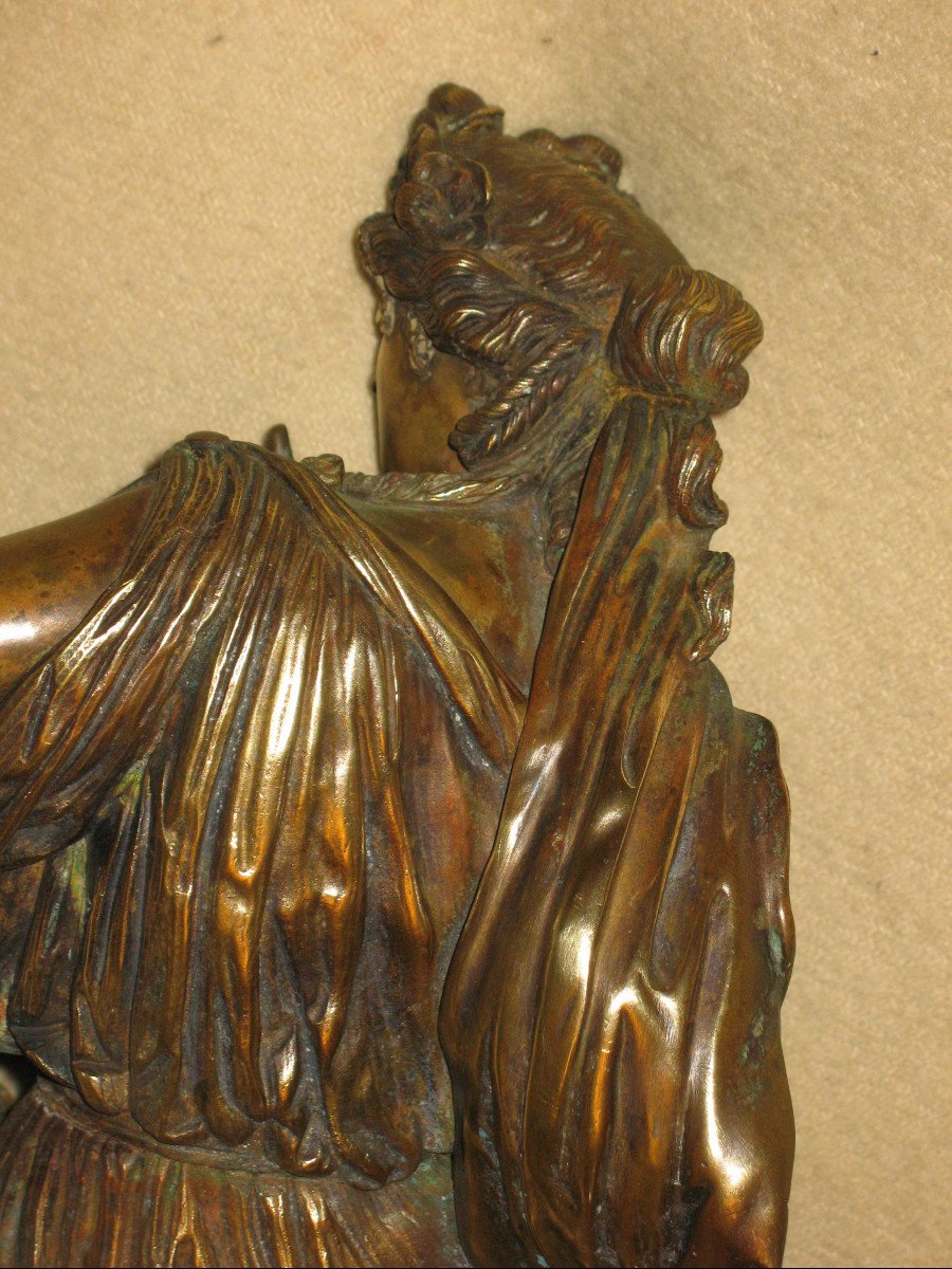 Bronze Sculpture Woman In The Antique With Nest Of Birds 19th Time-photo-7