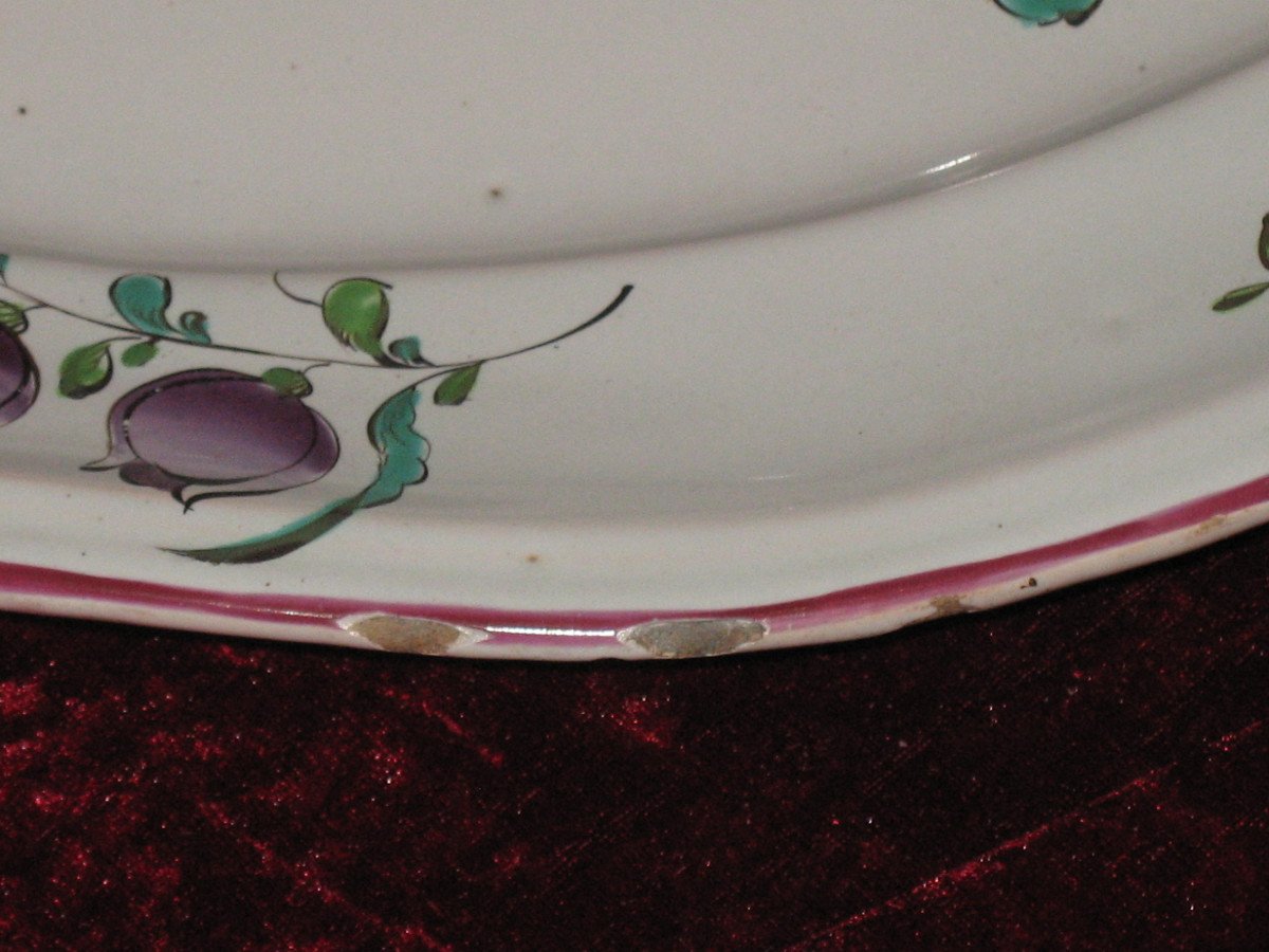 Plat ovale en faïence de Sceaux époque 18ème décor floral polychrome-photo-8