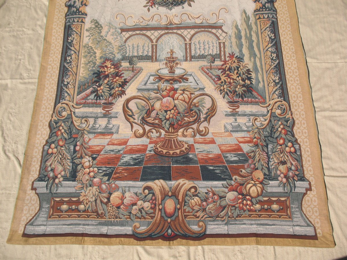 Large Halluin Tapestry In Loiselles Stitch - Le Jardin De Bagatelle - D: 175 X 235 Cm-photo-4