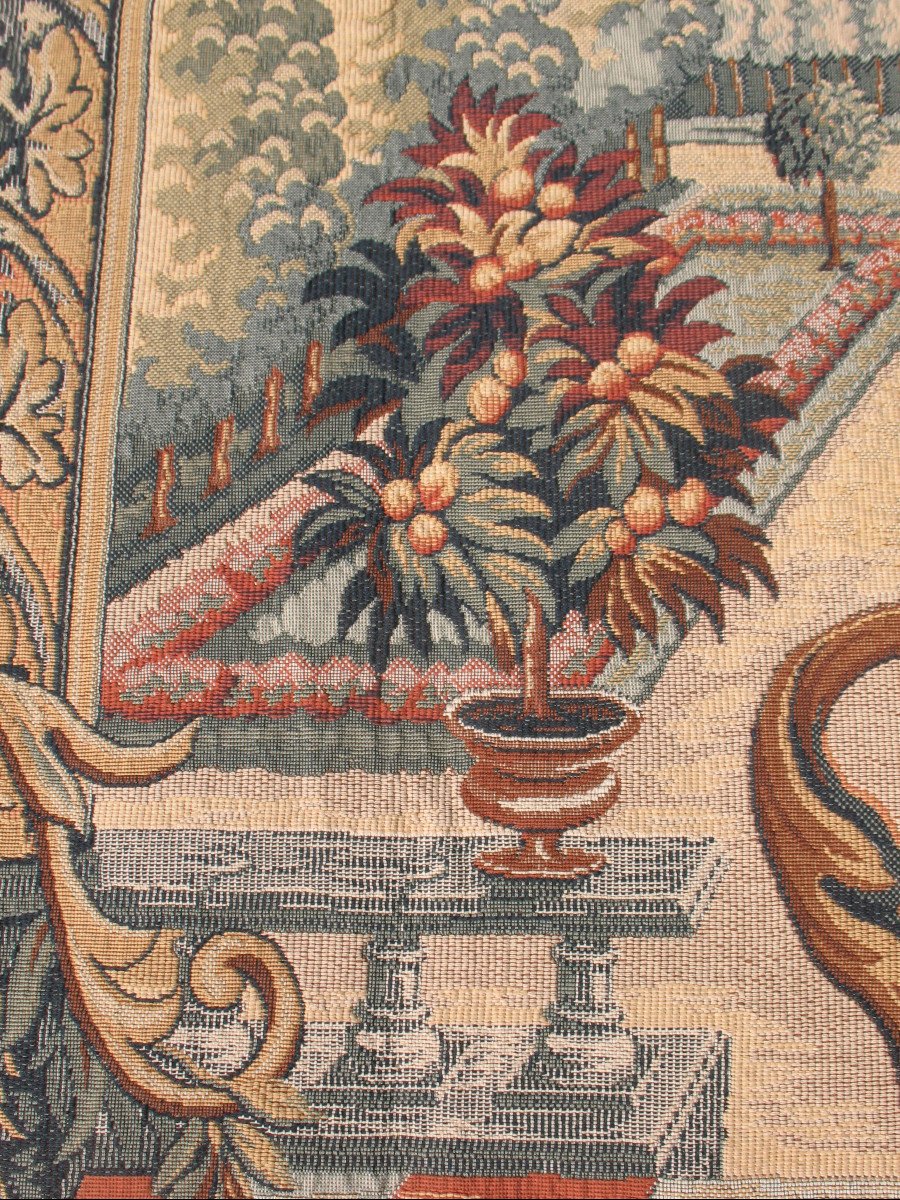 Large Halluin Tapestry In Loiselles Stitch - Le Jardin De Bagatelle - D: 175 X 235 Cm-photo-6