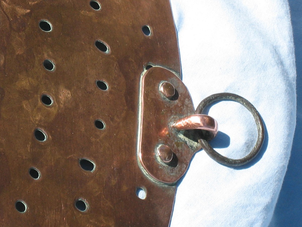 Very Large 19th Century Copper Strainer In Perfect Condition-photo-1