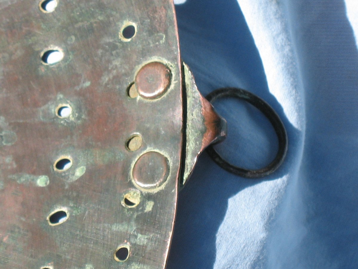 Very Large 19th Century Copper Strainer In Perfect Condition-photo-4