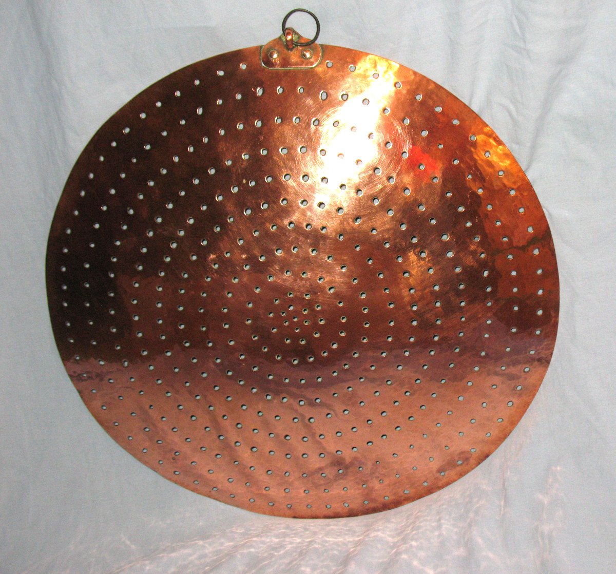 Very Large 19th Century Copper Strainer In Perfect Condition