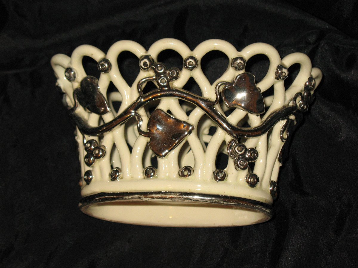 Langeais Earthenware Oval Planter Decorated With Masonic Berries Th. 19th-photo-7