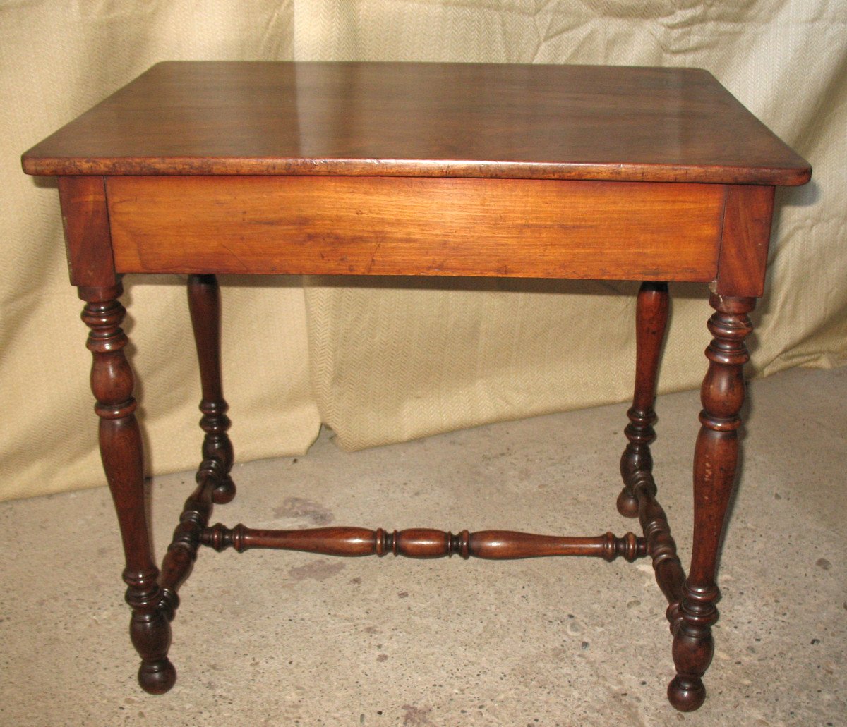 Small 19th Century Desk Writing Table In Solid Walnut, Louis XIII Style-photo-4