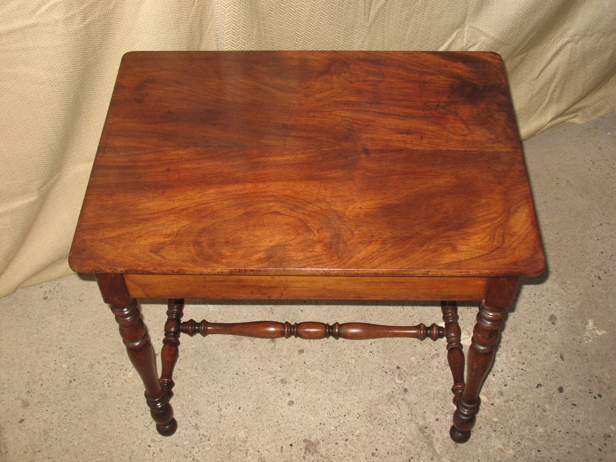 Small 19th Century Desk Writing Table In Solid Walnut, Louis XIII Style-photo-1